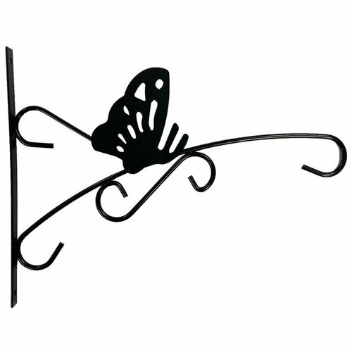 Кронштейн декоративный для кашпо бабочка2 31х23,5см бабочка черный