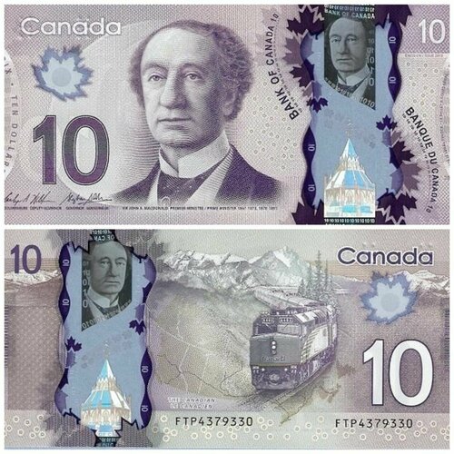 Банкнота Канада 10 долларов 2013 UNC полимер банкнота номиналом 5 долларов 2013 года канада
