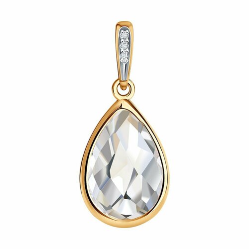 Подвеска Diamant online, красное золото, 585 проба, горный хрусталь, бриллиант