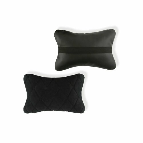 Подушка на подголовник 26х17 см иск кожа черная косточка Nova Bright арт 48104 828₽
