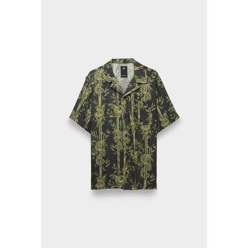 Рубашка Maharishi, 5122 dragon bamboo camp collar shirt, размер 50, черный jnby чёрная рубашка с уникальным принтом jnby