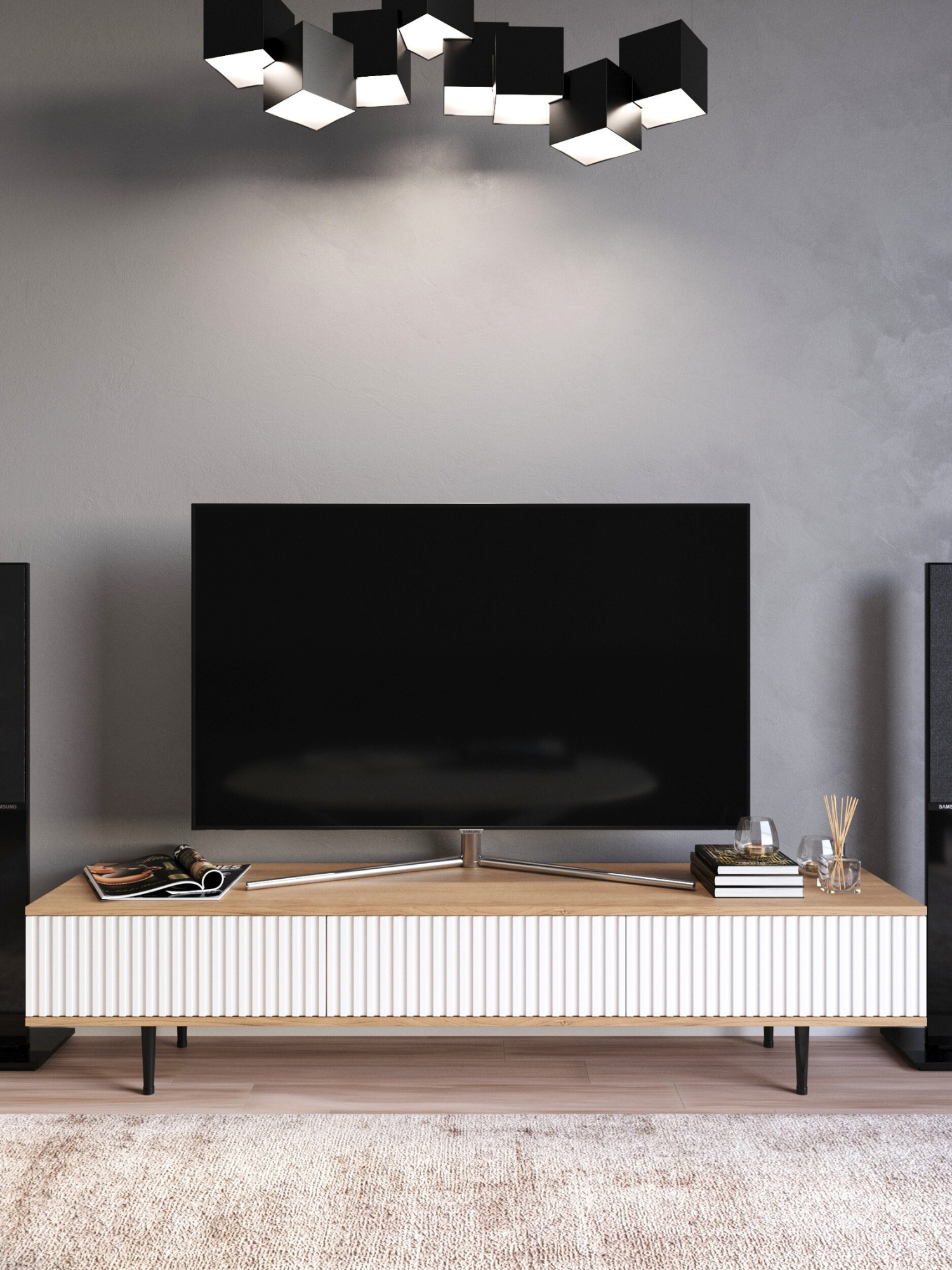 фото Тумба под телевизор на ножках напольная "Дерби" Кварц, серая