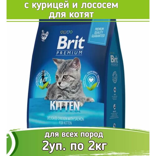 Brit Premium 2шт по 2кг Cat Kitten корм для котят с курицей и лососем
