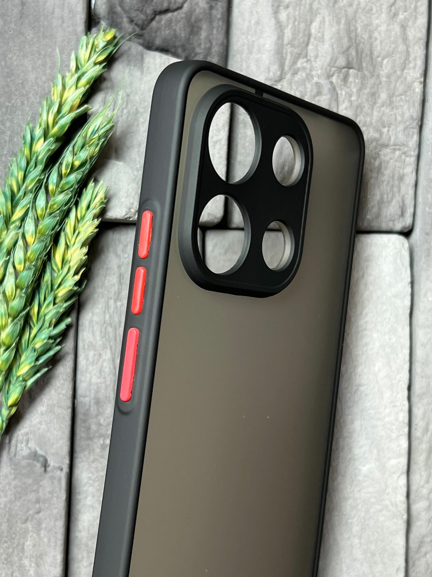 Чехол противоударный для Xiaomi Redmi Note 13 4g / Редми Ноут 13 4Джи матовый, с защитой камеры Xiaomi Redmi Note 13 4G , черный — фото 1