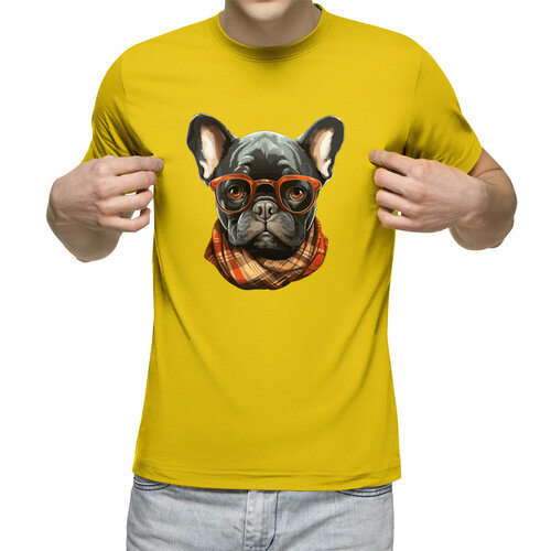мужская футболка mr bulli французский бульдог в очках собака рисунок l синий Футболка Us Basic, размер M, желтый