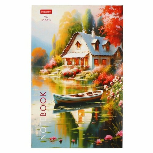 Блокнот А5 96 листов Дом у озера обложка мелованный картон глянцевая ламинация 306₽