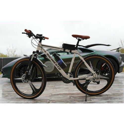 Велосипед RICHIESTO 26 на литых дисках три луча Горный Спортивный Унисекс бело-коричневый 25500₽