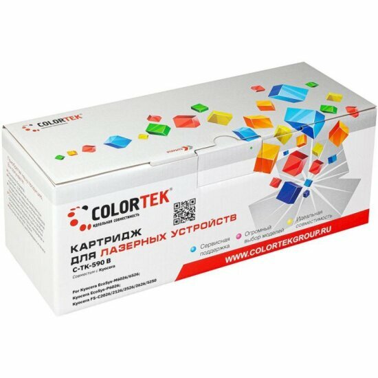 Картридж лазерный Colortek TK-590 черный для принтеров Kyocera