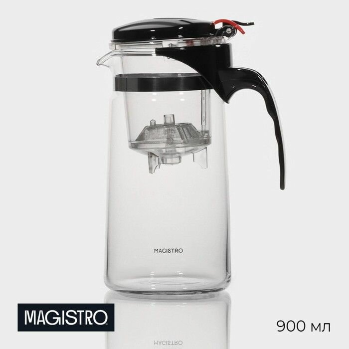 Чайник стеклянный заварочный Magistro Мантана , 900 мл, пластиковое сито