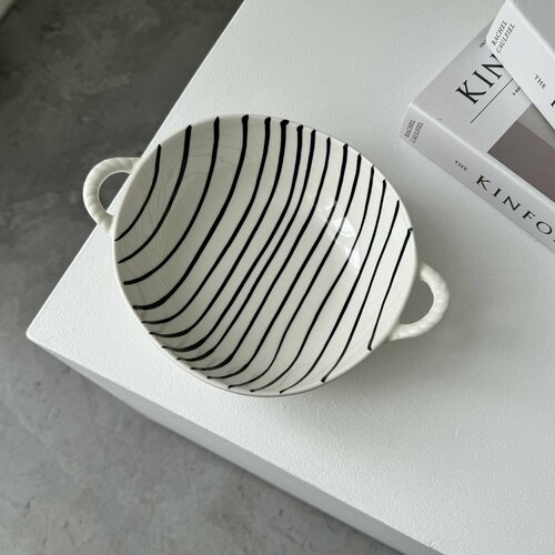 Салатник с ручками в полоску Chasha