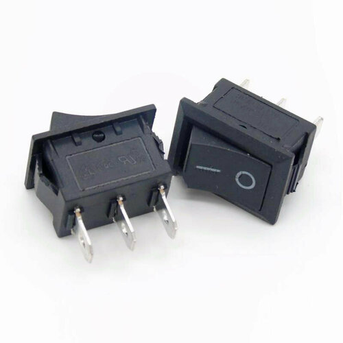 Переключатель ON-OFF 6A 250VAC 3Pin с фиксацией (черная клавиша) 100pcs kcd1 4 201n on off 12v 24v 220v illuminated 4 pin lamp rocker switch 6a 250vac on off