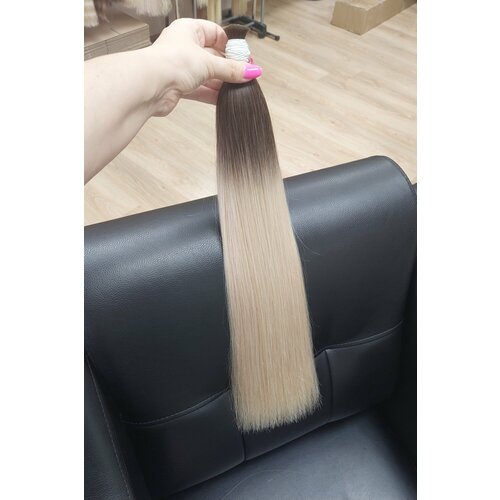 Натуральные волосы для наращивания 50см, 100г, омбре премиального качества парик блонд с чёлкой омбре платиновое каре омбре от русого до платинового холодного блонда
