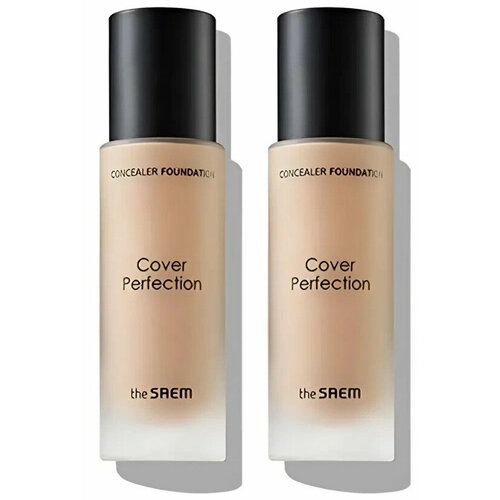 Тональная основа для лица The Saem Cover Perfection, тон Clear Beige 1,0, 38 гр, 2 шт консилер 01 6 5 гр cover perfection fixealer 01 clear beige the saem