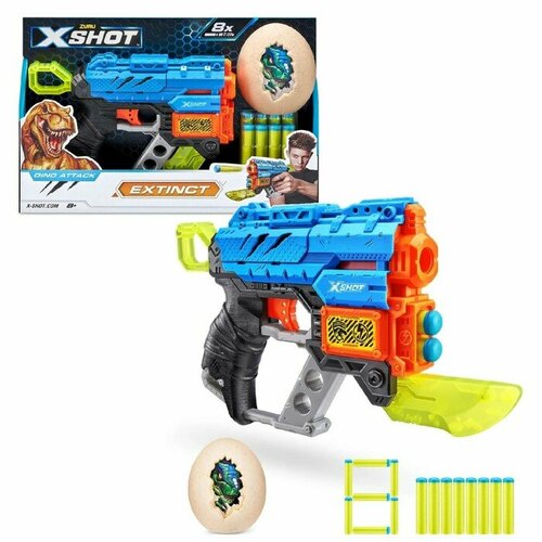 Игровой набор ZURU X-Shot Dino Attack Extinct, бластер, мишень, 8 стрел игрушечное оружие nerf игровой набор бластер дино рекс рэмпейдж