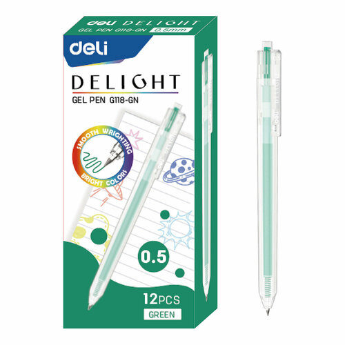 Deli Ручка гелевая Delight EG118 0.5 мм GN цвет чернил: зелёный