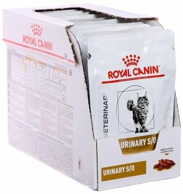 Royal Canin Urinary S/O, корм влажный (паучи) для лечения МКБ, с курицей 12 ШТ. х 85 г (кусочки в соусе) для кошек. Австрия