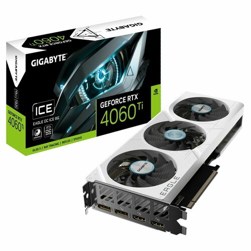 Видеокарта Gigabyte RTX4060Ti EAGLE OC ICE 8GB GDDR6 128-bit HDMIx2 DPx2 3FAN RTL видеокарта gigabyte rtx4060 gaming oc 8gb gddr6 128 bit dpx2 hdmix2 3fan rtl