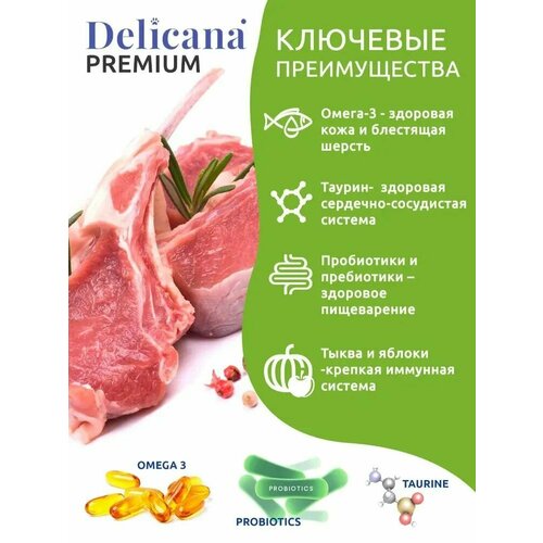 Сухой корм Delicana для стерилизованных кошек, с ягнёнком, 8 кг