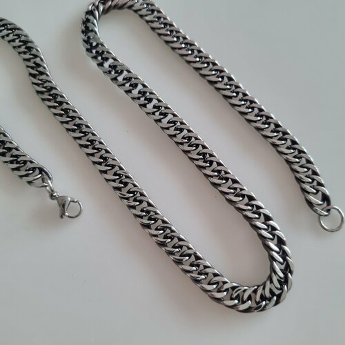 Цепь, длина 55 см, белый, серебряный