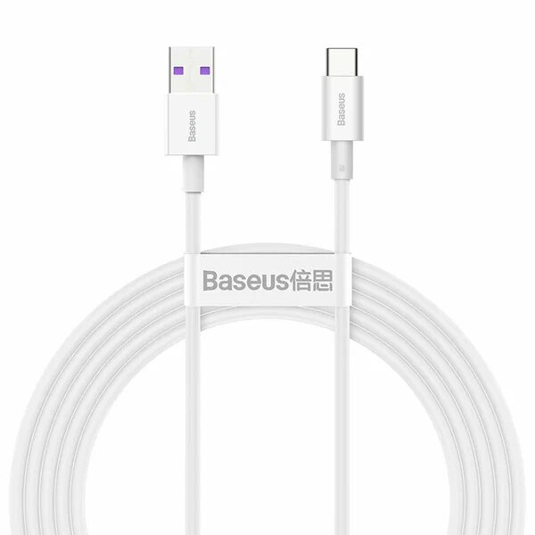 Кабель USB BASEUS Superior Series Fast Charging 66W, Type-C, 6.0А, длина 2.0 м, белый