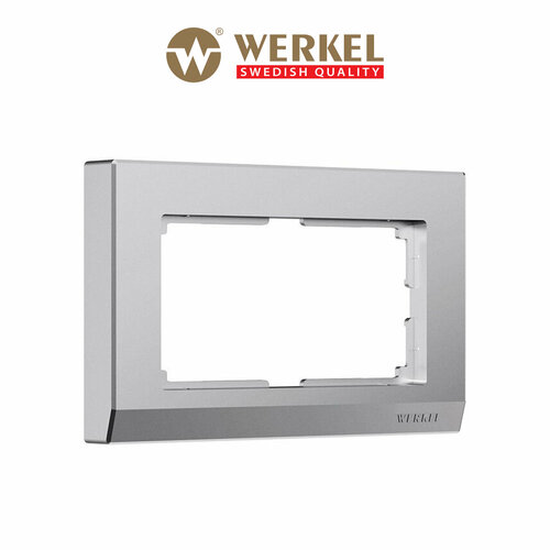 фото Рамка из пластика для двойной розетки werkel stark w0081865 серебряный матовый