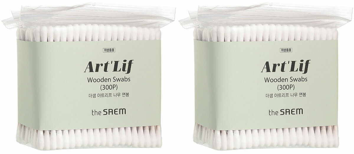 Ватные палочки деревянные The Saem Art'Lif Wooden Swabs, 2 упаковки, 600 шт