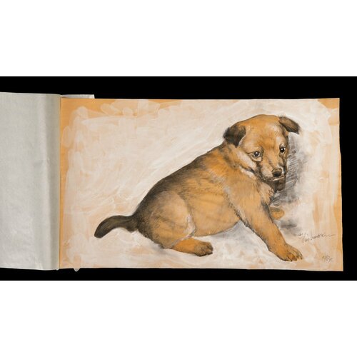 Этюд Щенок художник Монастырёв Н В бумага гуашь СССР 1983 г 5850₽