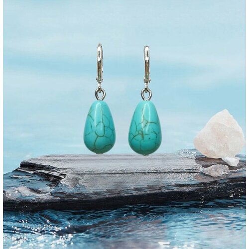 Серьги OSA Серьги капля бирюза, бирюза, размер 32 мм