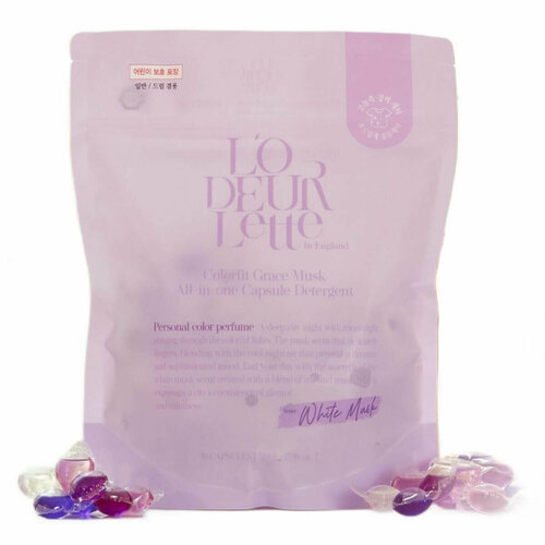 Капсулы для стирки белья с ароматом белого мускуса 30 штуп LODEURLETTE 1620₽