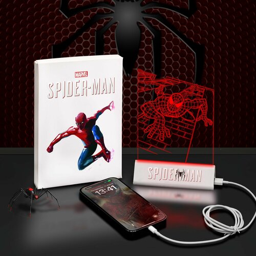 Ночник Светозар Человек Паук / Подарок другу, подруге, ребенку / Настольный 3д светильник повербанк 2600 mAh