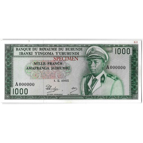 Банкнота 1000 франков 1965 образец Бурунди бурунди 1000 франков 2021