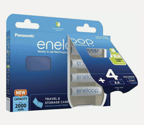 Изображение товара Аккумуляторы Panasonic Eneloop AA 2000 мАч, 4 шт. + кейс