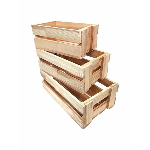 Набор 3 ящика деревянных для декора подарков 34х20х12 см 1050₽