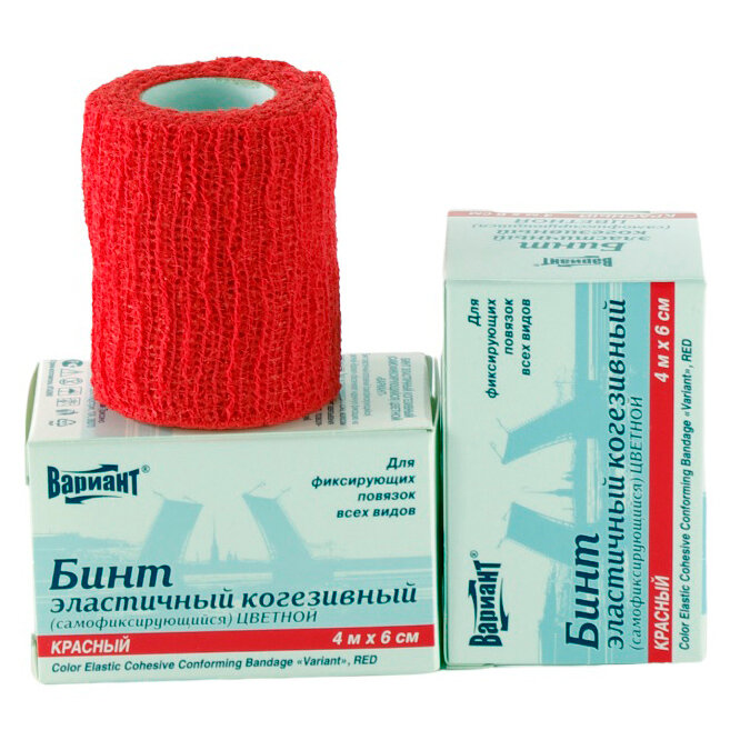 Изображение Бинт 6 см*4м самофиксирующий красный (Вариант)