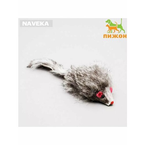 Мышь из натурального меха 75 см тёмно-серая 597₽