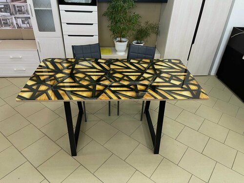 Изображение товара Стол кухонный раздвижной Орфей 15 со стеклом Абстракция лдсп Вотан 120/157*800 высота 78 см