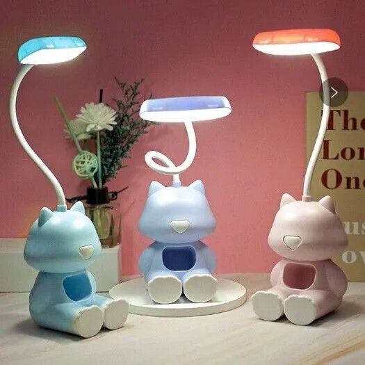 Настольный светильник "Кот Томас", LED, 28 х 8,5 х 8 см, цвет нежно-розовый, USB, 1 шт