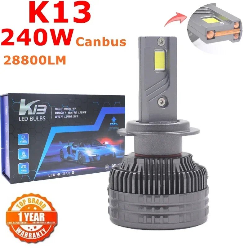 K13 max 240W H7 H4 H11 светодиодная лампа 3 медные трубки светодиодные лампы для автомобильных противотуманных фар H7 H11 HB3 9005 светодиодные лампы для фар, белый, H7