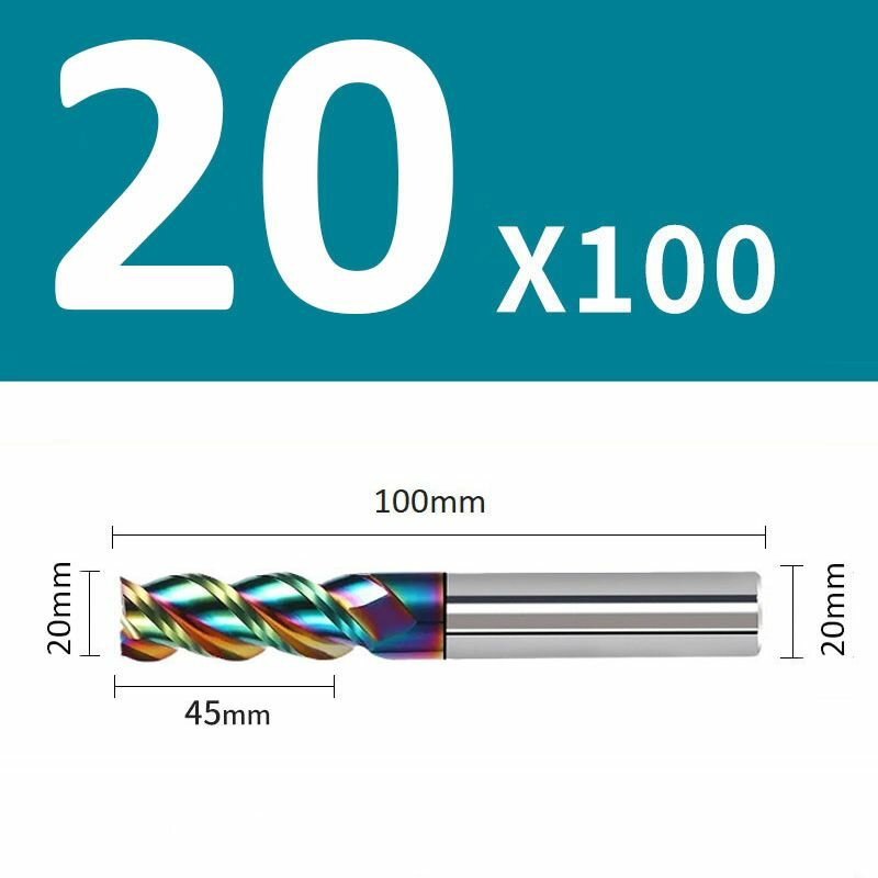 Фреза концевая монолитная твердосплавная D20*C45*P58*d20*Z3*L100 AL по алюминию HRC58