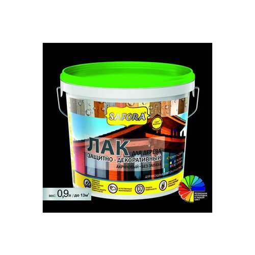 SAFORA Лак для дерева с антисептиком полуглянцевый 09 л 020 1590₽