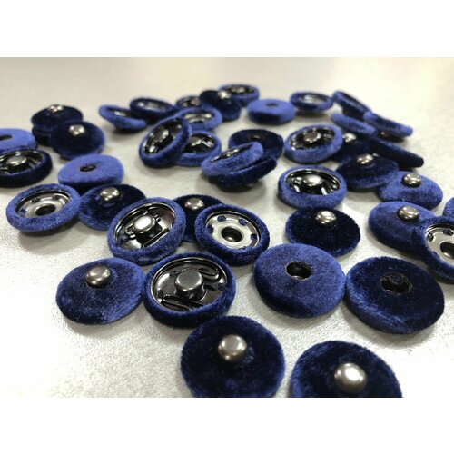 Кнопки пришивные бархатные чернильно-синего цвета Италия