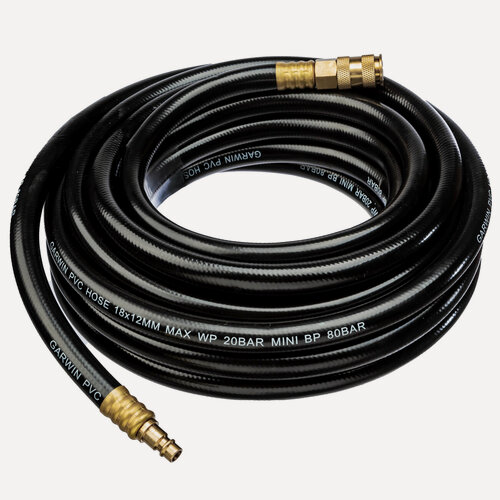 Изображение товара GARWIN PRO 808740-1218-05 Шланг ПВХ (PVC) 12*18, 5 м, черный, БРС в комплекте, в бухте