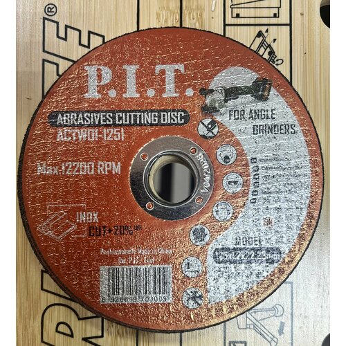 Диск отрезной по металлу PIT 125x222x12 мм 10 шт в упACTW01-1251 890₽