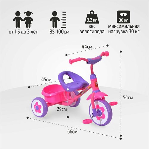 Велосипед детский без ручки TRIKE WERTER BERGER трехколесный розовый