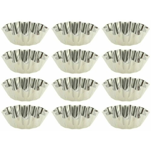 Никис Форма для выпечки кексов, 90х39 мм, 12 шт/ серебристый, серебро