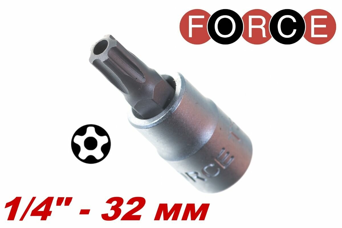 Головка-бита 1 4 5-лучевая звезда с отверстием ТS30 FORCE 32F3230