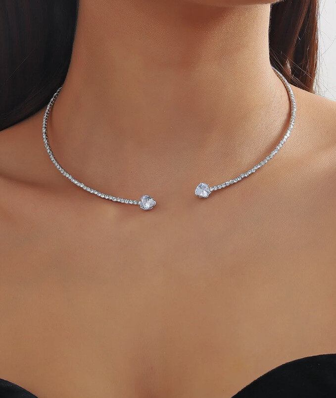 Чокер Studia MiRaS, длина 38 см, белый/серебристый — фото 1