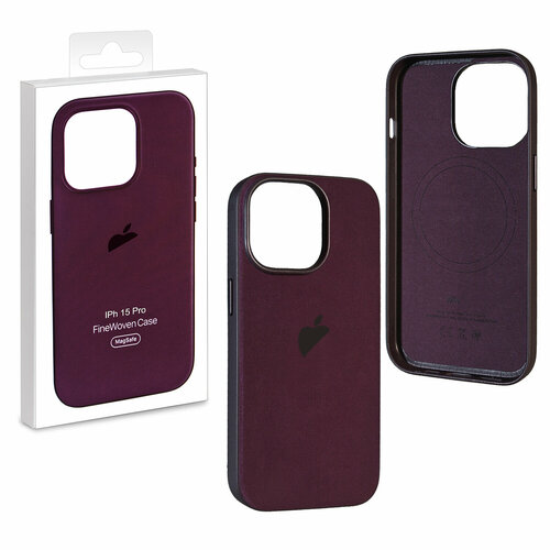 Чехол оригинальный для Apple iPhone 15 Pro Leather Case Mulberry, MagSafe, кожаный, баклажановый фиолетовый