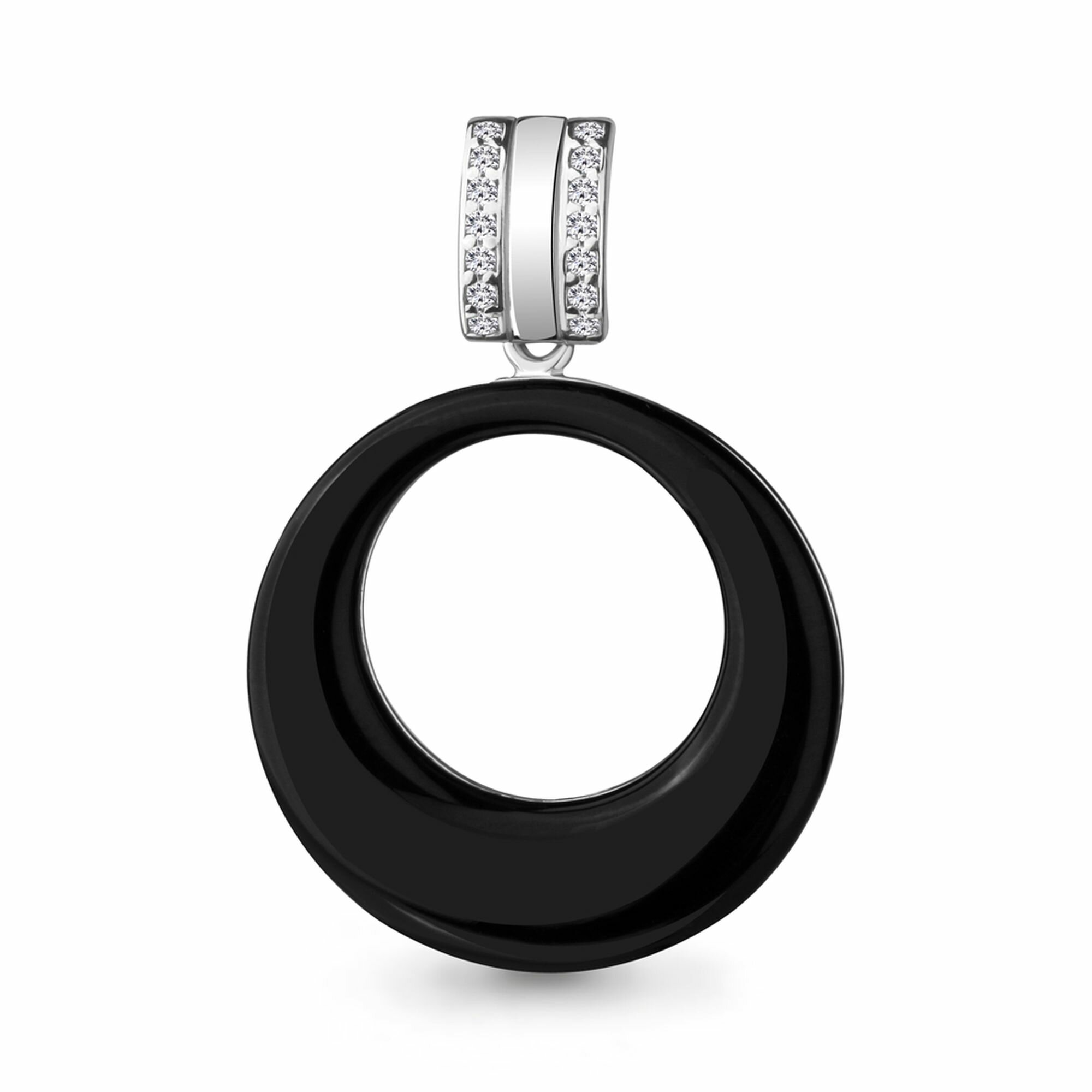 Подвеска, серебро, 925 проба, родирование, фианит, керамика