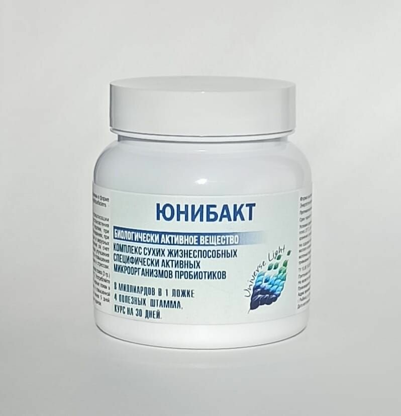 Картинки Пробиотики для кишечника ЮНИБАКТ БАВ Синбиотик 100 г, 33 дозы, 8 млрд КОЕ/доза, без ГМО